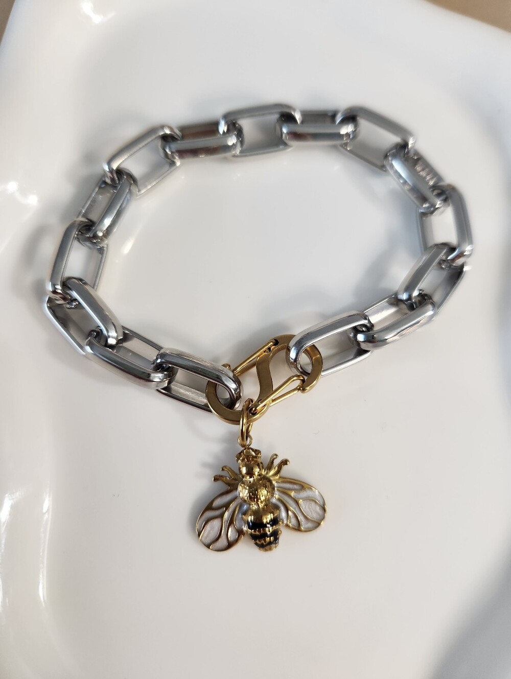 Two Tone Bee Charm Bracelet